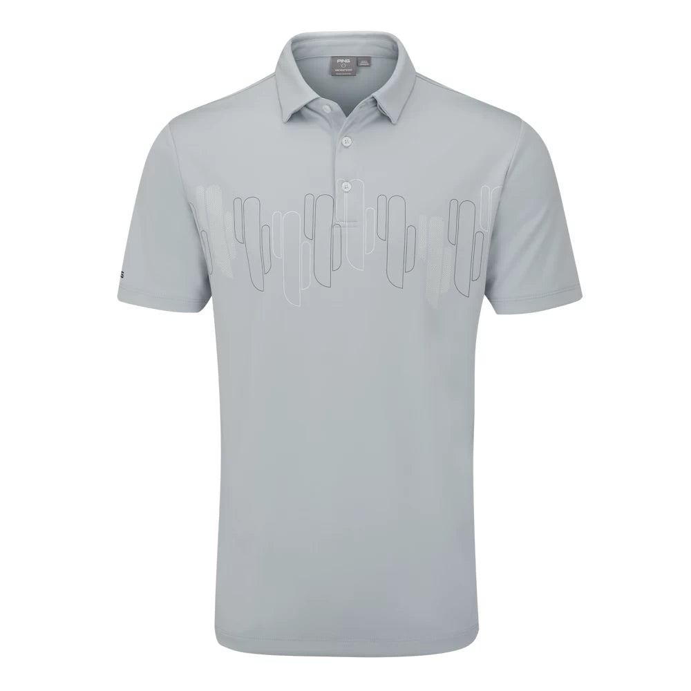Ping Arizona Cactus Print Polo Pearl Grey