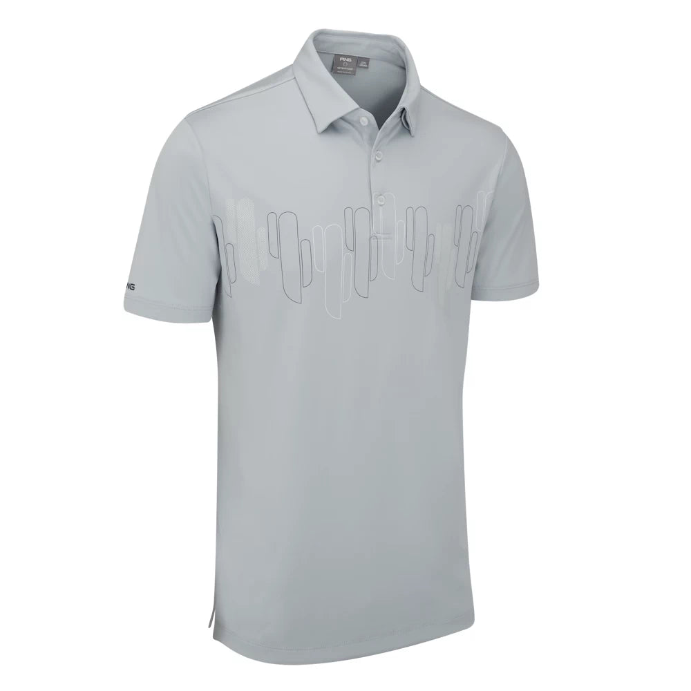 Ping Arizona Cactus Print Polo Pearl Grey