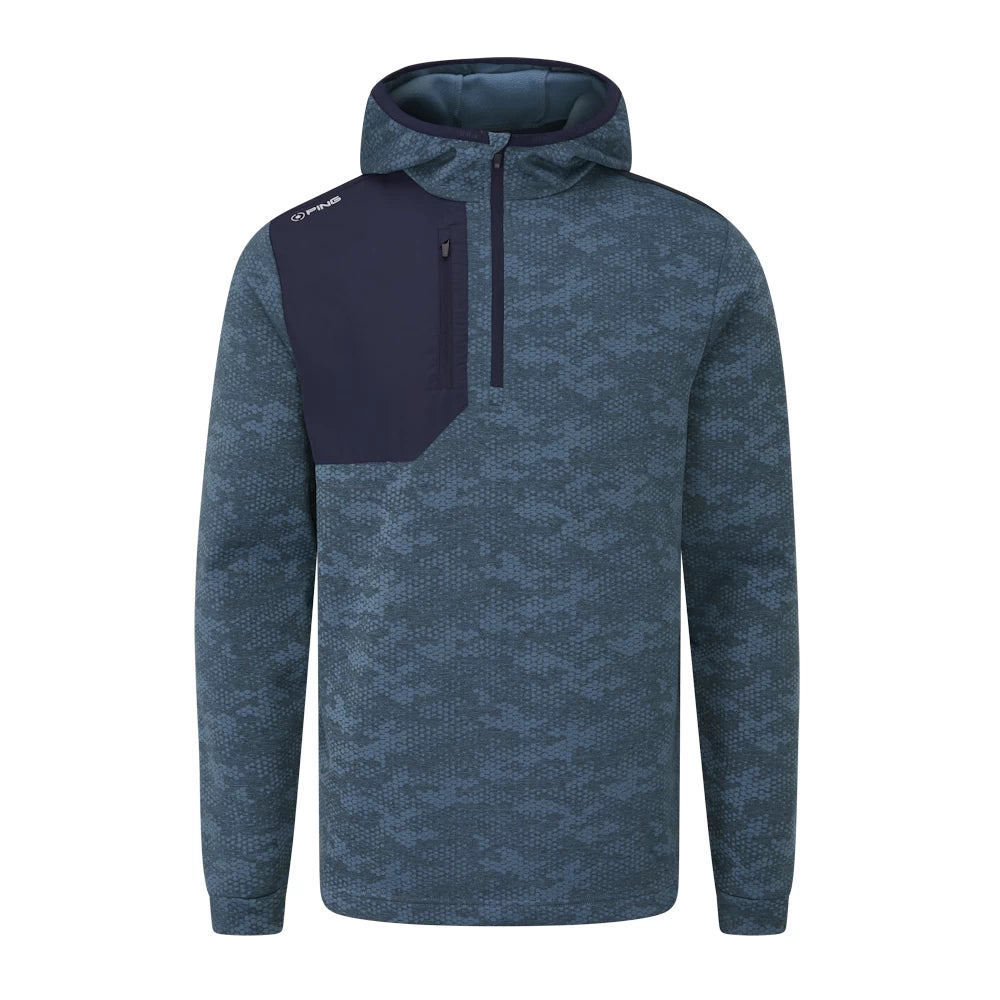 Ping Mens Nexa Hooded Half Zip Fleece - Blue Fusion/Navy