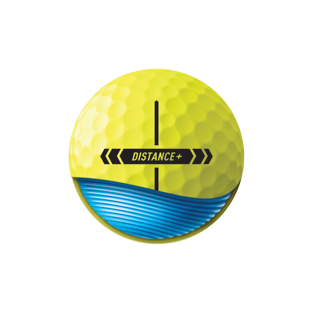 TaylorMade Distance+ Golf Balls - 1 Dozen (Yellow)