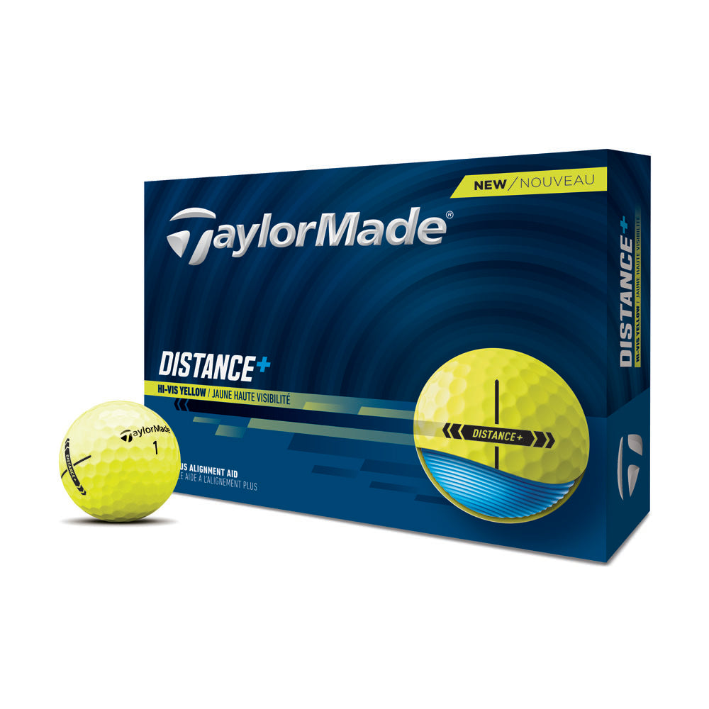 TaylorMade Distance+ Golf Balls - 1 Dozen (Yellow)