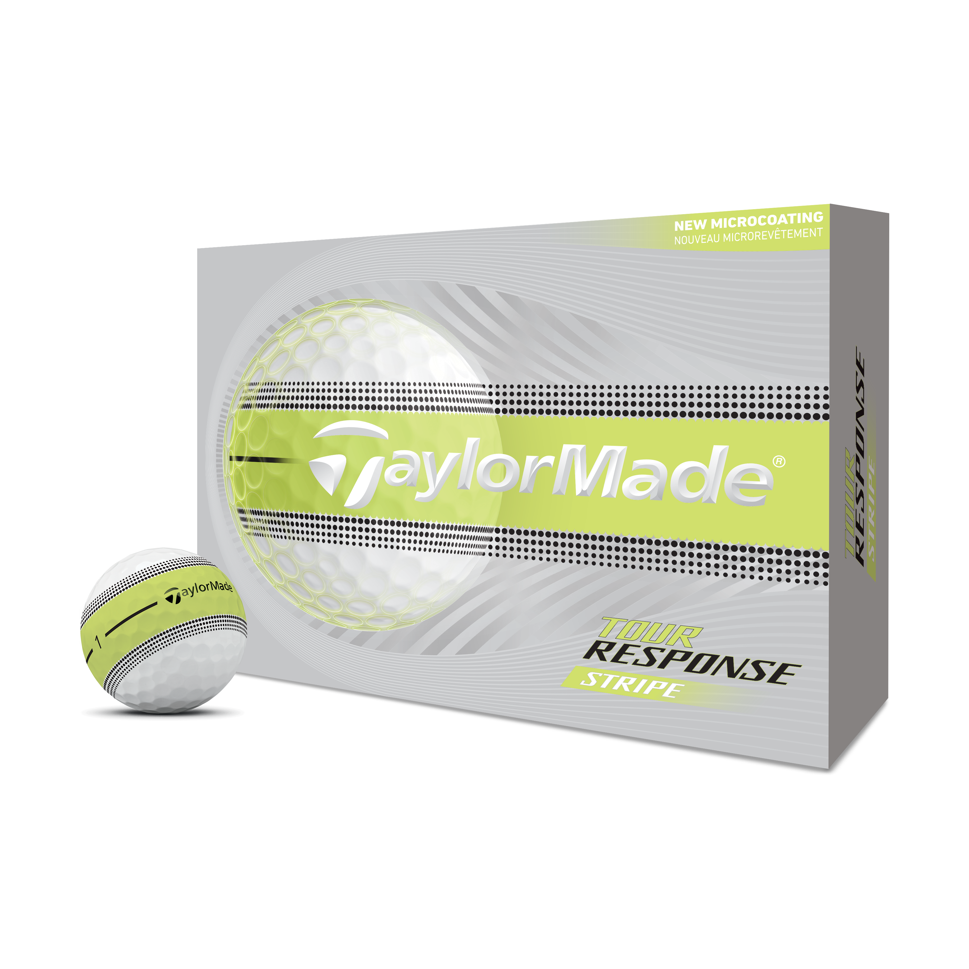 TaylorMade 2026 Tour Response Stripe Golf Balls 1 Dozen (White/Yellow)