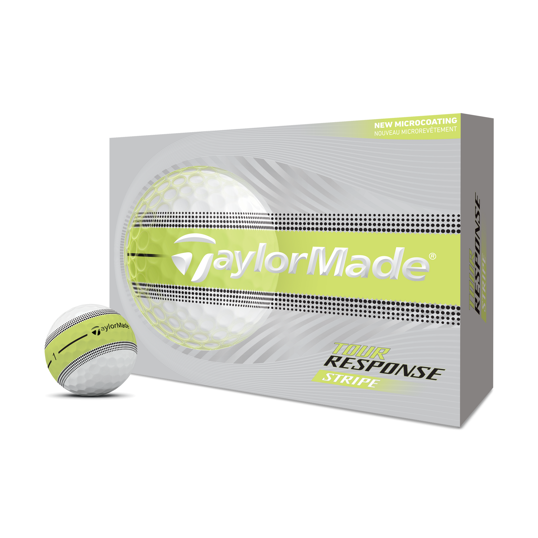 TaylorMade 2026 Tour Response Stripe Golf Balls 1 Dozen (White/Yellow)