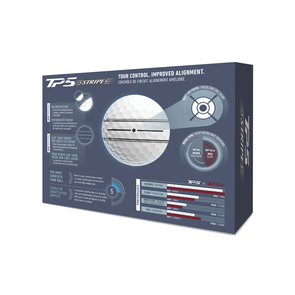 TaylorMade TP5 Stripe Golf Balls - 1 Dozen (White)