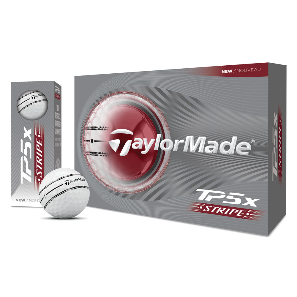 TaylorMade TP5x Stripe Golf Balls - 1 Dozen (White)