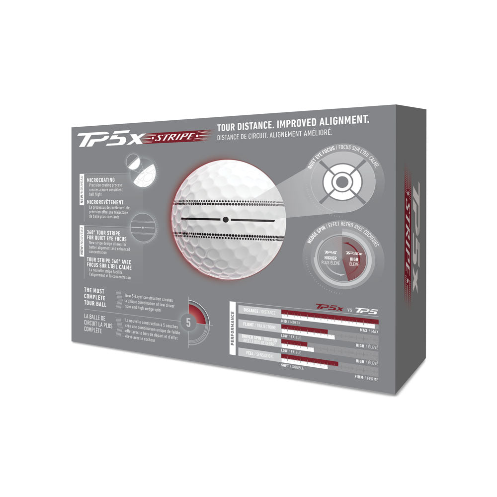 TaylorMade TP5x Stripe Golf Balls - 1 Dozen (White)