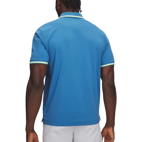 Under Armour Mens ArmourDry Rib Polo Aegean Blue/Green Citrine/White
