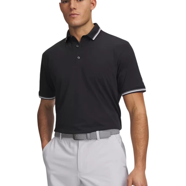 Under Armour Mens ArmourDry Rib Polo Black/White