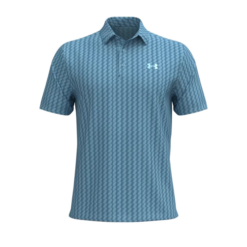 Under Armour Mens Playoff 3.0 Printed Polo Opal Blue/Midnight Navy