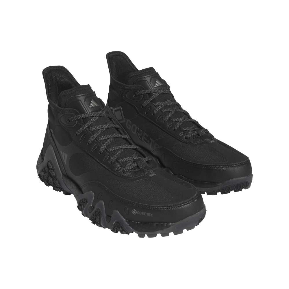 adidas Mens Adicross GTX Spikeless Golf Shoes - Core Black/Dark Silver Metallic/Grey Five - Tony Valentine - Golf Shoes
