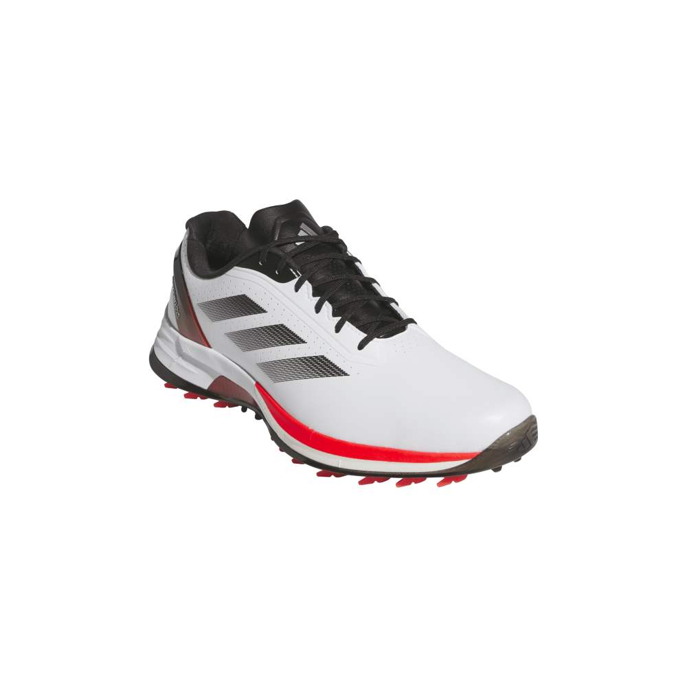 adidas Mens Adizero ZG Spikeless Golf Shoes - White/Lucid Red/Core Black - Tony Valentine - Golf Shoes