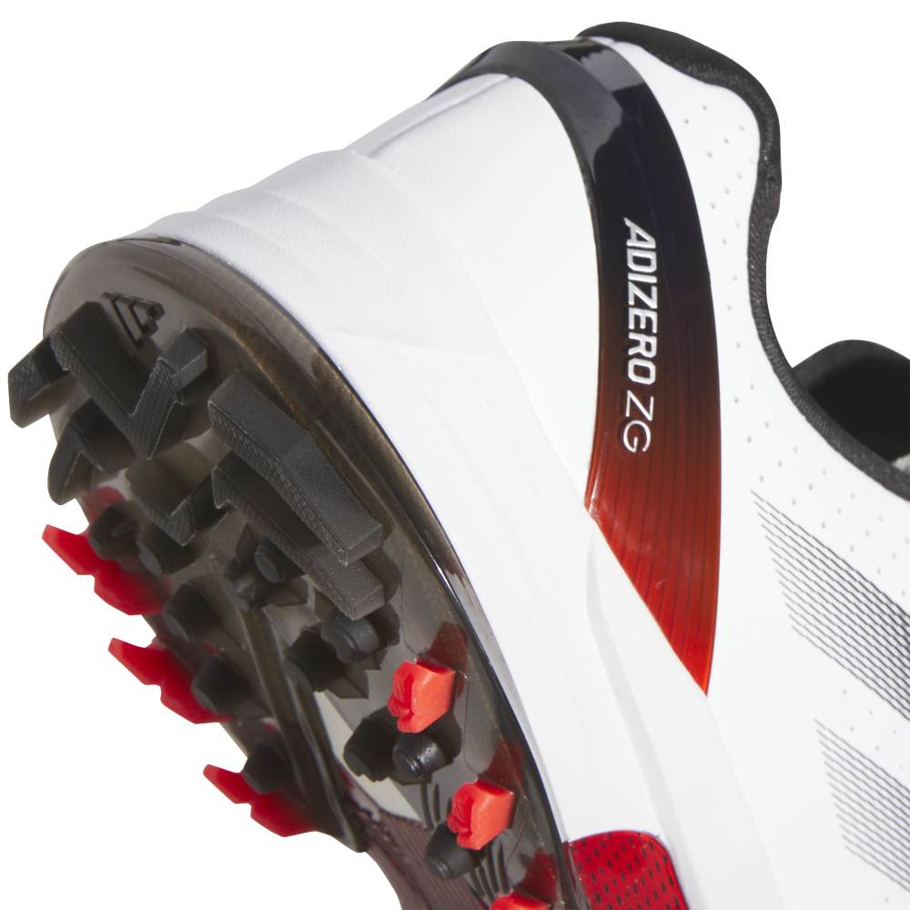 adidas Mens Adizero ZG Spikeless Golf Shoes - White/Lucid Red/Core Black - Tony Valentine - Golf Shoes
