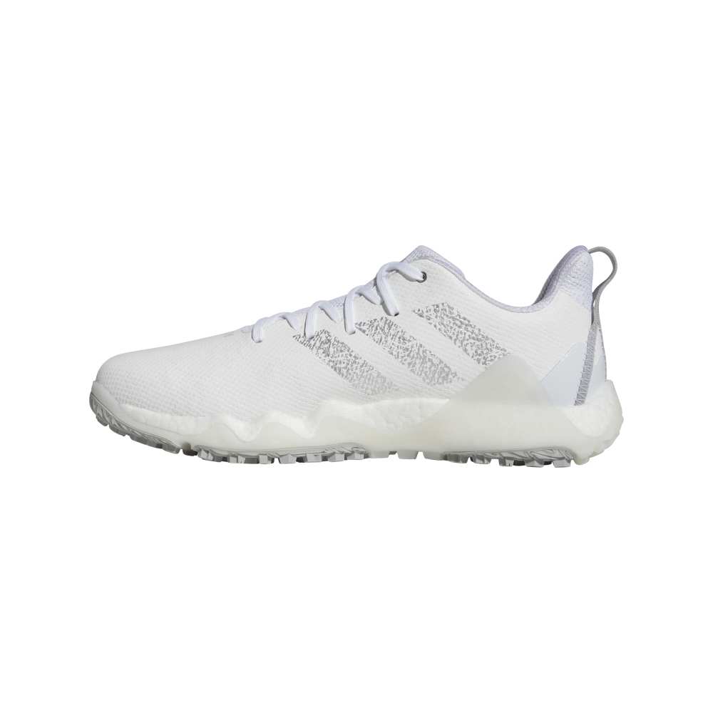 adidas Mens Codechaos 22 Spikeless Golf Shoes - White/Silver/Grey Two - Tony Valentine - Golf Shoes
