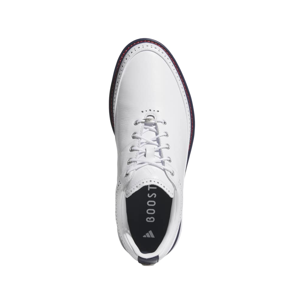 adidas Mens Modern Classic 80 Spikeless Golf Shoes - White/Collegiate Navy/Better Scarlet - Tony Valentine - Golf Shoes