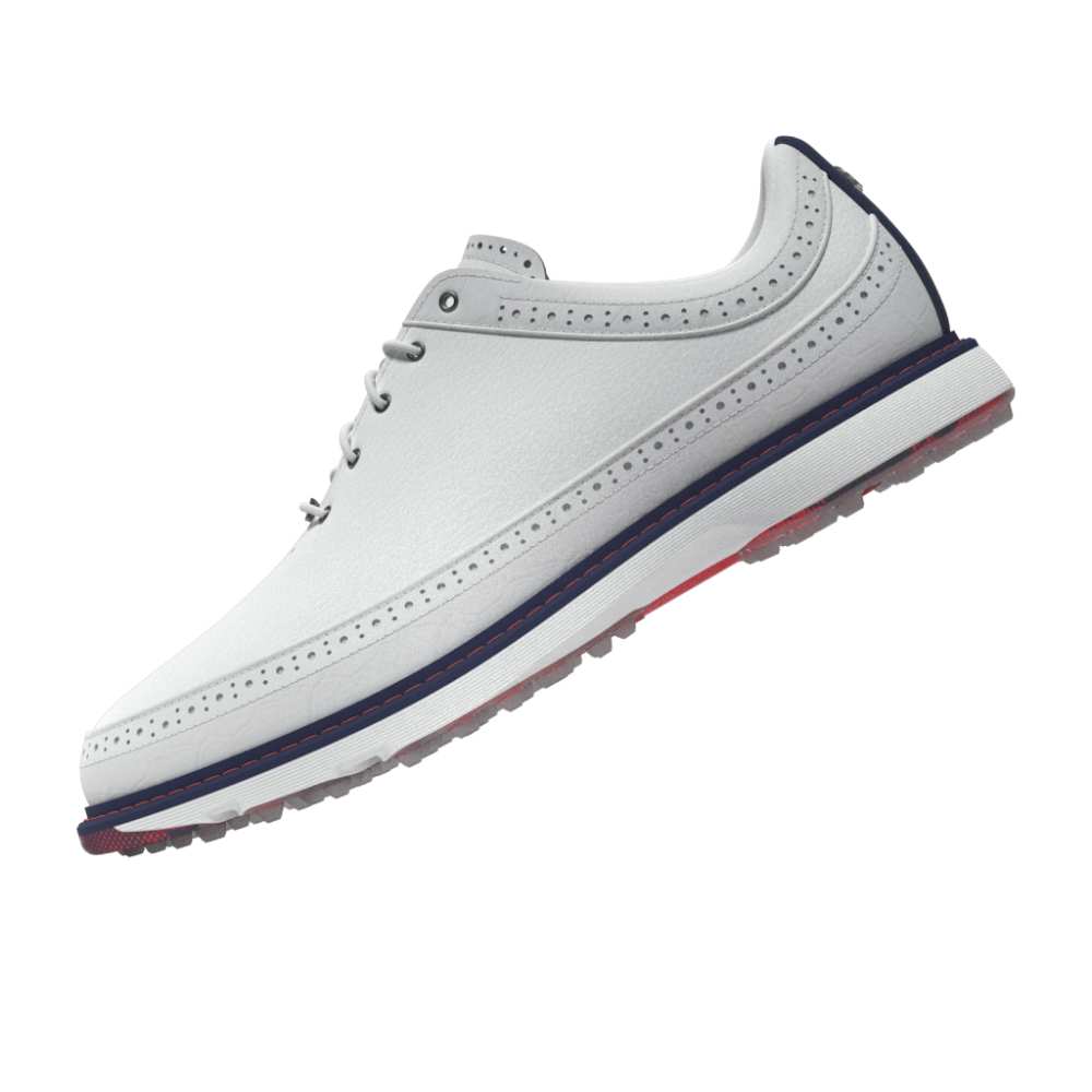 adidas Mens Modern Classic 80 Spikeless Golf Shoes - White/Collegiate Navy/Better Scarlet - Tony Valentine - Golf Shoes