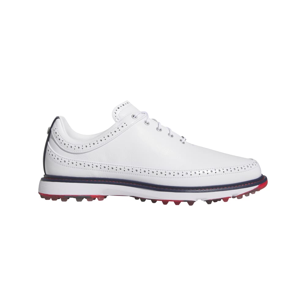 adidas Mens Modern Classic 80 Spikeless Golf Shoes - White/Collegiate Navy/Better Scarlet - Tony Valentine - Golf Shoes