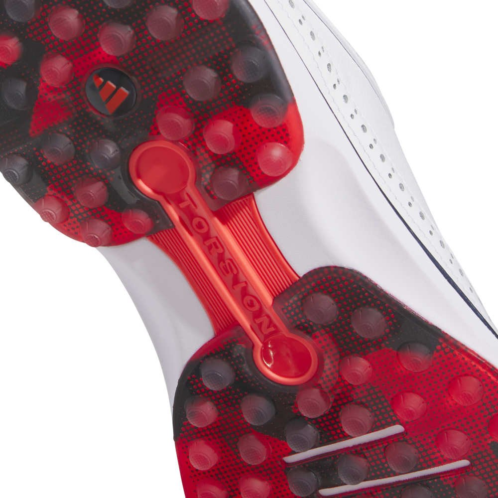 adidas Mens Modern Classic 80 Spikeless Golf Shoes - White/Collegiate Navy/Better Scarlet - Tony Valentine - Golf Shoes