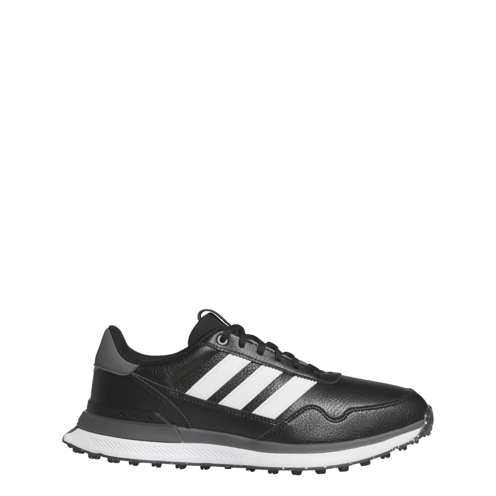 adidas Mens S2G 26 Leather Spikeless Golf Shoes Core - Black/White/Grey Four - Tony Valentine - Golf Shoes