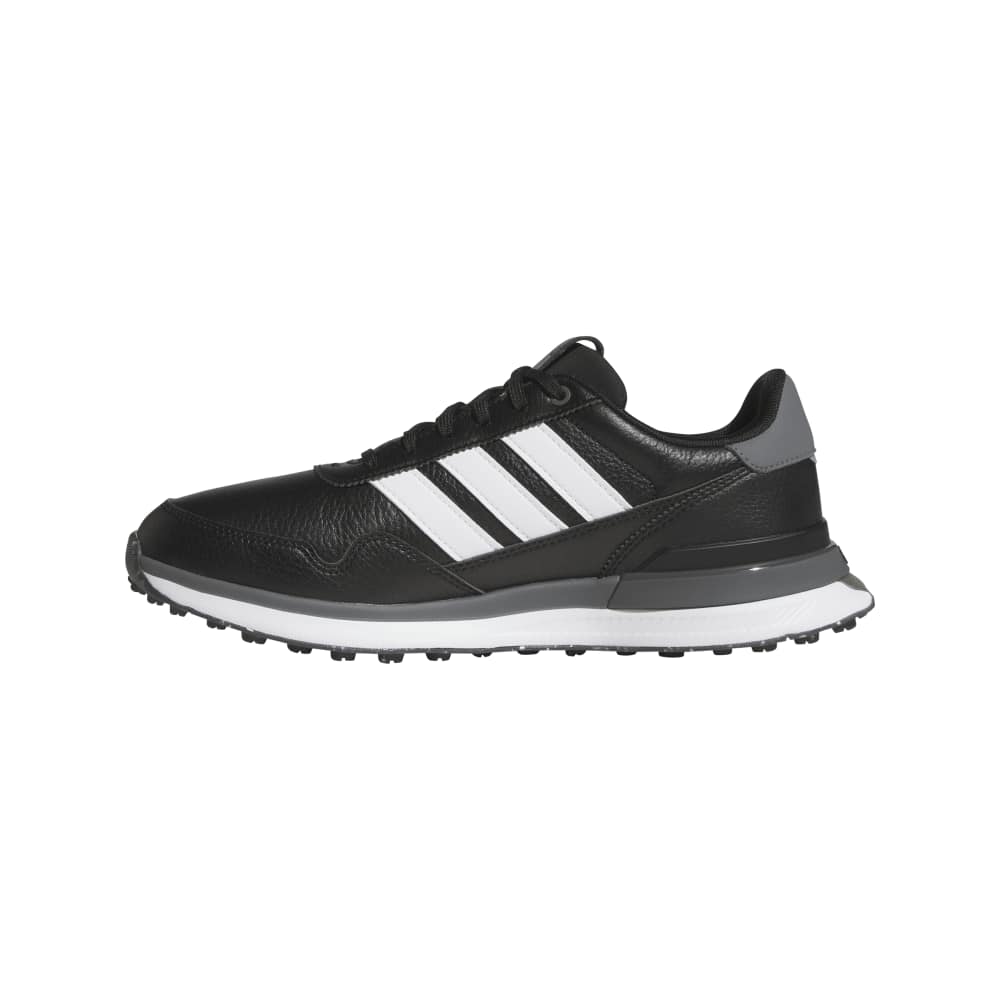 adidas Mens S2G 26 Leather Spikeless Golf Shoes Core - Black/White/Grey Four - Tony Valentine - Golf Shoes