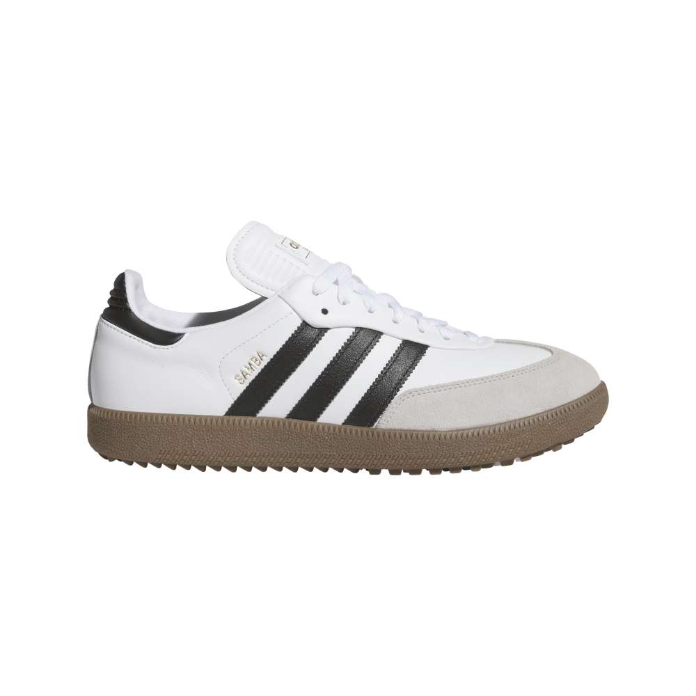 adidas Mens Samba Spikeless Golf Shoes - White/Core Black/Gum - Tony Valentine - Golf Shoes