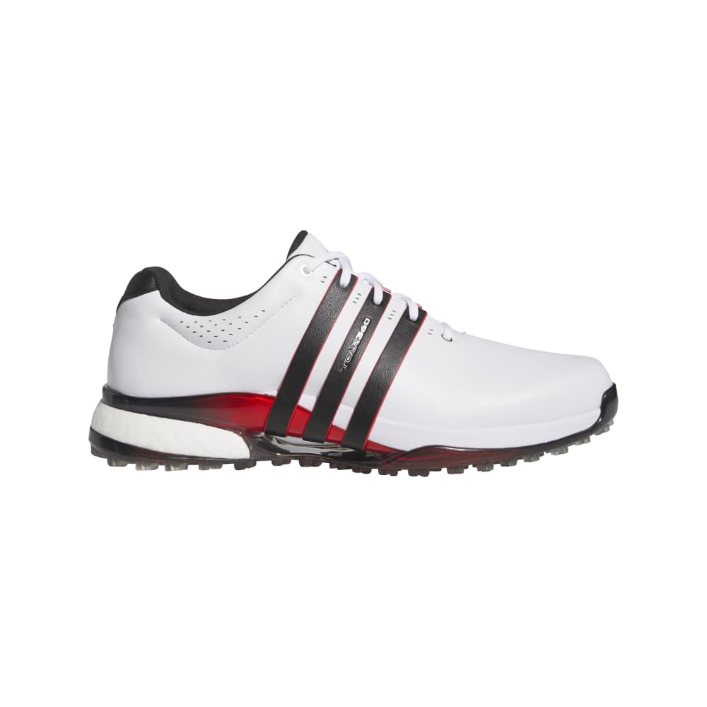 adidas Mens Tour360 25 Spikeless Golf Shoes - White/Core Black/Lucid Red - Tony Valentine - Golf Shoes