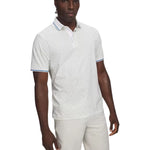 Under Armour Mens ArmourDry Print Rib Polo White/Green Citrine/Aegean Blue