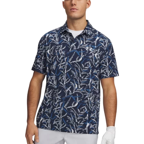 Under Armour Mens Playoff 3.0 Printed Polo Midnight Navy/Aegean Blue/Halo Gray