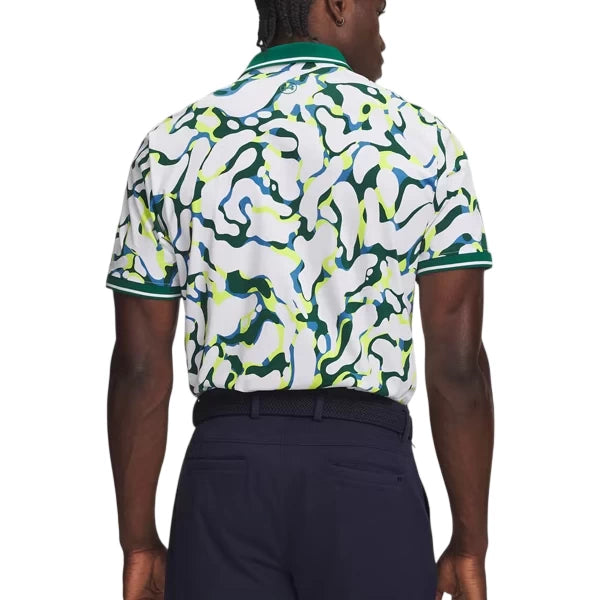 Under Armour Mens ArmourDry Print Rib Polo White/Campus Ivy