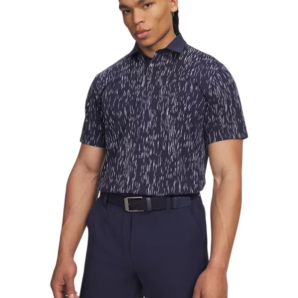 Under Armour Mens ArmourDry Printed Polo Midnight Navy/White