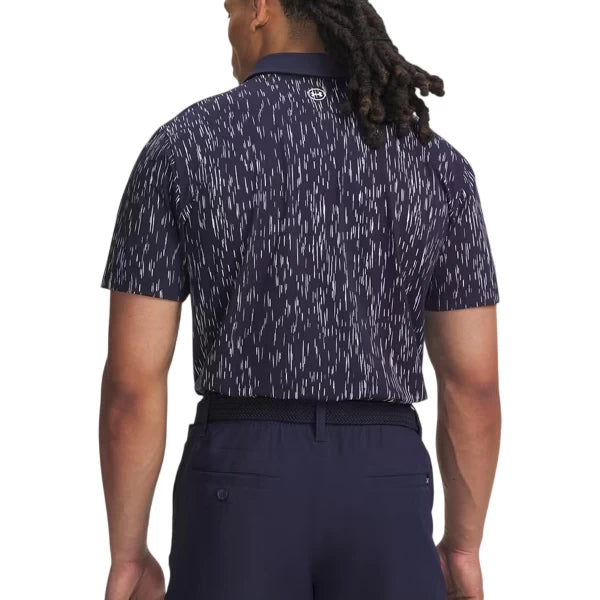 Under Armour Mens ArmourDry Printed Polo Midnight Navy/White