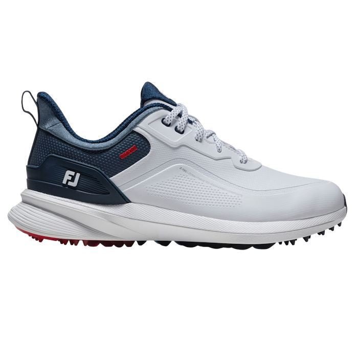 FootJoy Mens Pro SL Golf Shoes White/Blue/Red 56949 (2026) - Tony Valentine - Golf Shoes