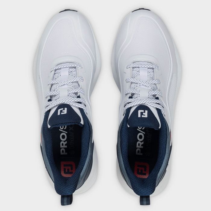 FootJoy Mens Pro SL Golf Shoes White/Blue/Red 56949 (2026) - Tony Valentine - Golf Shoes