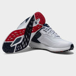 FootJoy Mens Pro SL Golf Shoes White/Blue/Red 56949 (2026) - Tony Valentine - Golf Shoes