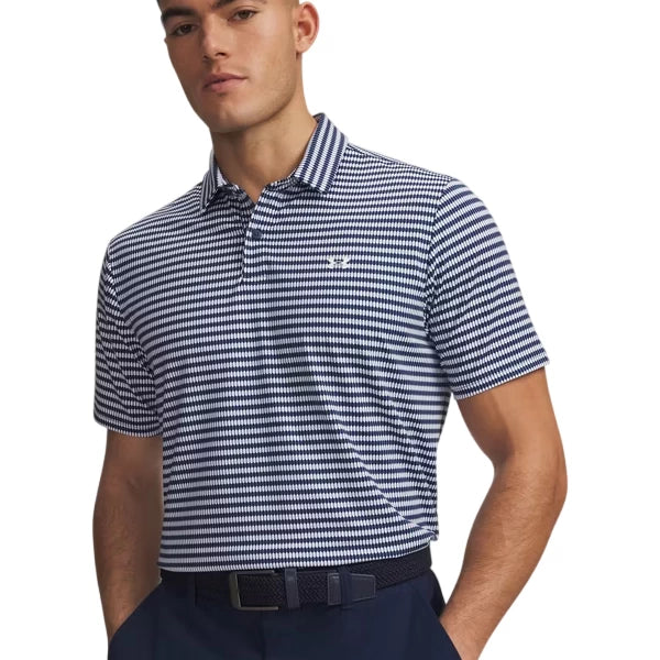 Under Armour Mens Tee To Green Printed Polo Midnight Navy/White 6012304-415