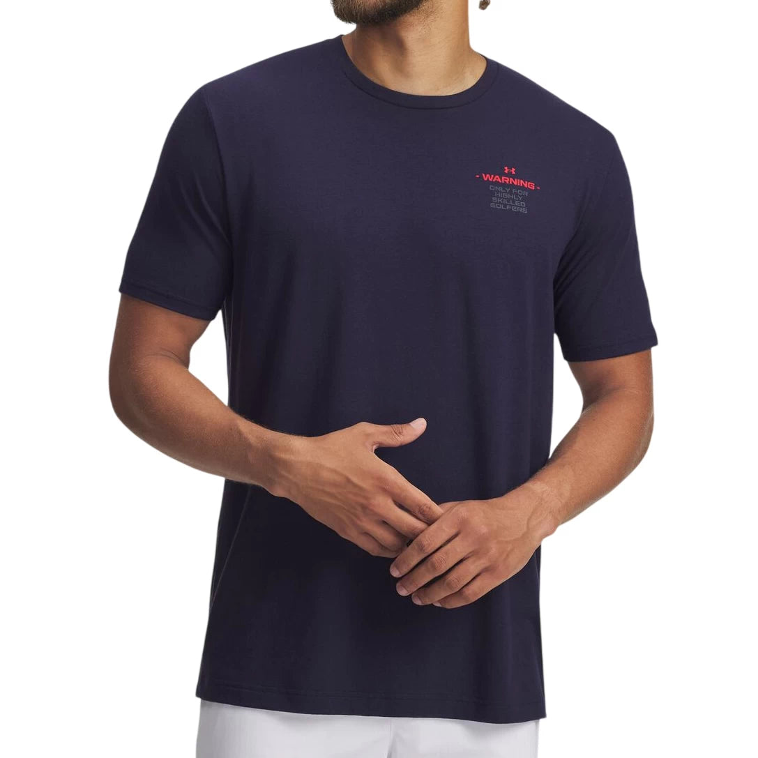 Under Armour Mens Golf Warning Short Sleeve Shirt Midnight Navy