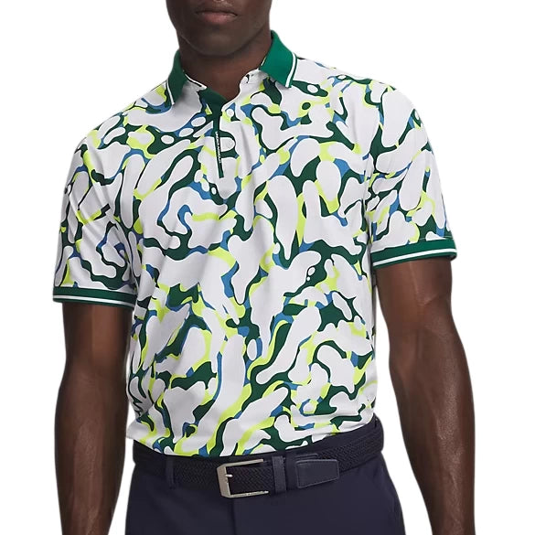 Under Armour Mens ArmourDry Print Rib Polo Shirt Rack Green/Arden Green/Mid Navy