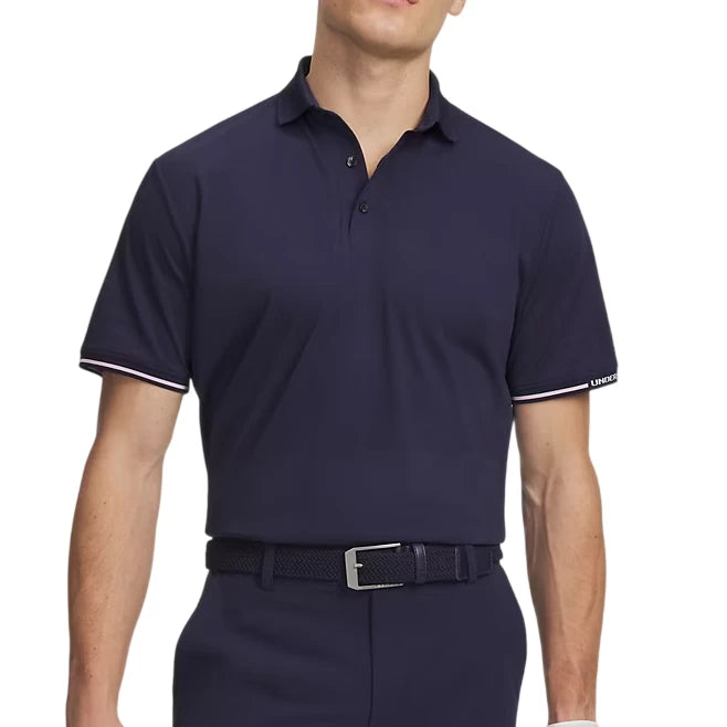 Under Armour Mens ArmourDry Pique Polo Shirt Midnight Navy/Prime Pink