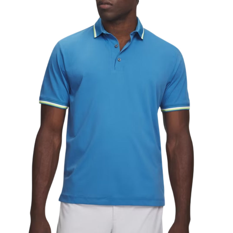 Under Armour Mens ArmourDry Rib Men's Polo Shirt Aegean Blue/Green Citrine/White