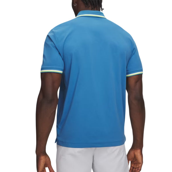 Under Armour Mens ArmourDry Rib Men's Polo Shirt Aegean Blue/Green Citrine/White