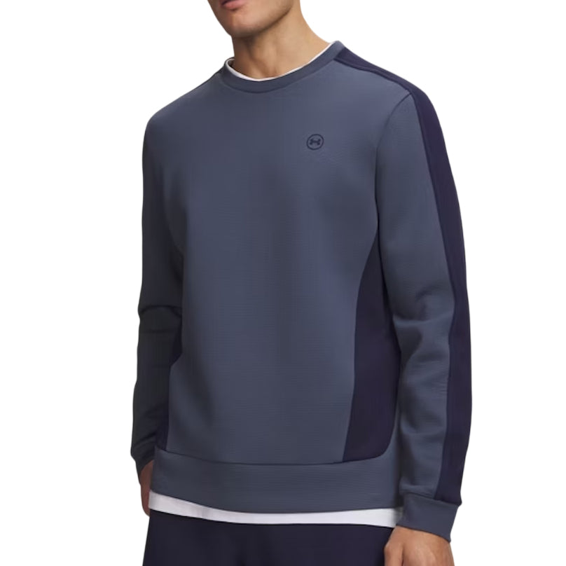 Under Armour Mens Drive Mid Layer Men's Crew Downpour Grey/White/Aegean Blue