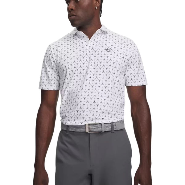 Under Armour Mens Drive Chill Printed Polo White/Midnight Navy