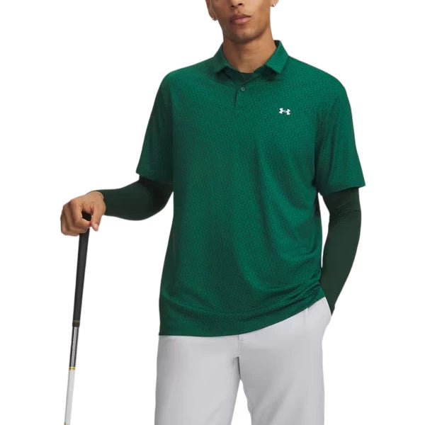 Under Armour Mens Tee To Green Printed Polo Campus Ivy/White