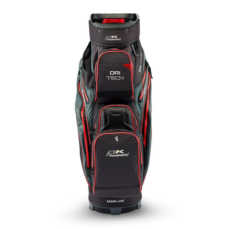 Powakaddy Dri Tech Golf Cart Bag Mag - Lok - Black/Red - Tony Valentine - Cart Bags