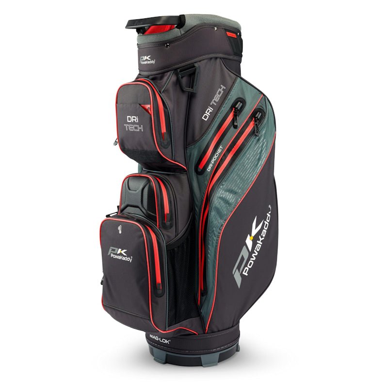 Powakaddy Dri Tech Golf Cart Bag Mag - Lok - Black/Red - Tony Valentine - Cart Bags