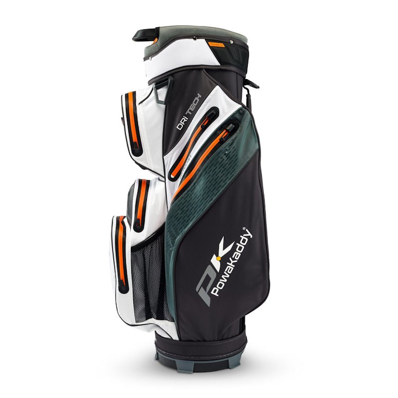 Powakaddy Dri Tech Golf Cart Bag Mag - Lok - Grey/White/Orange - Tony Valentine - Cart Bags