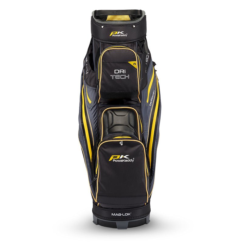 Powakaddy Dri Tech Golf Cart Bag Mag - Lok - Grey/Yellow - Tony Valentine - Cart Bags