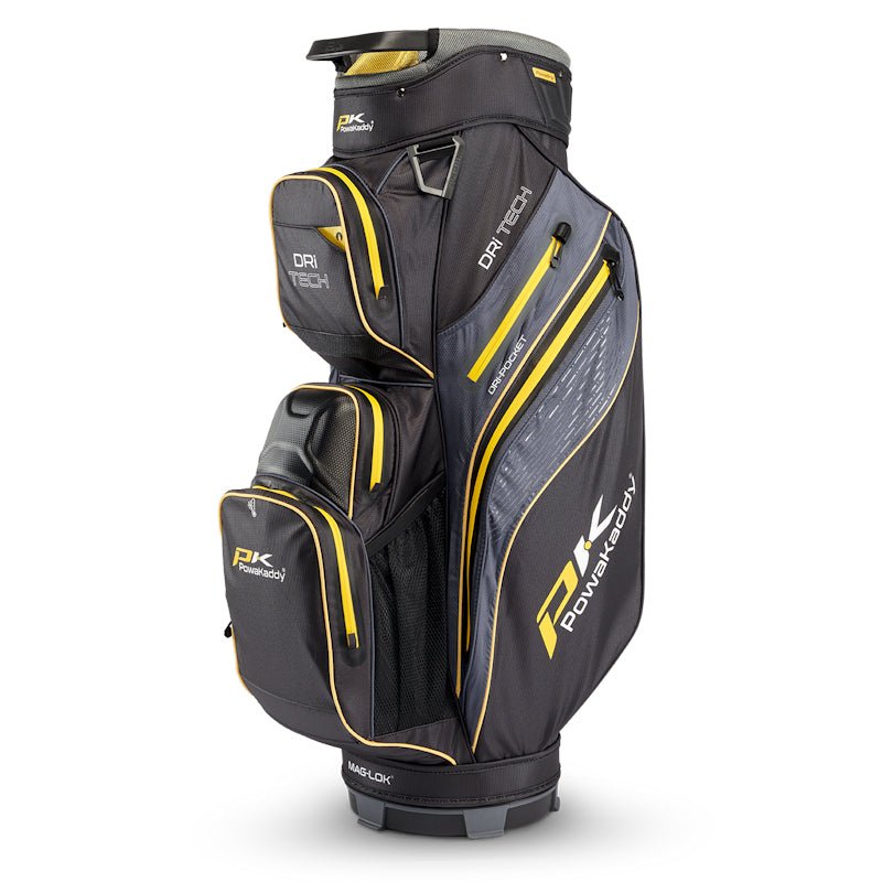 Powakaddy Dri Tech Golf Cart Bag Mag - Lok - Grey/Yellow - Tony Valentine - Cart Bags
