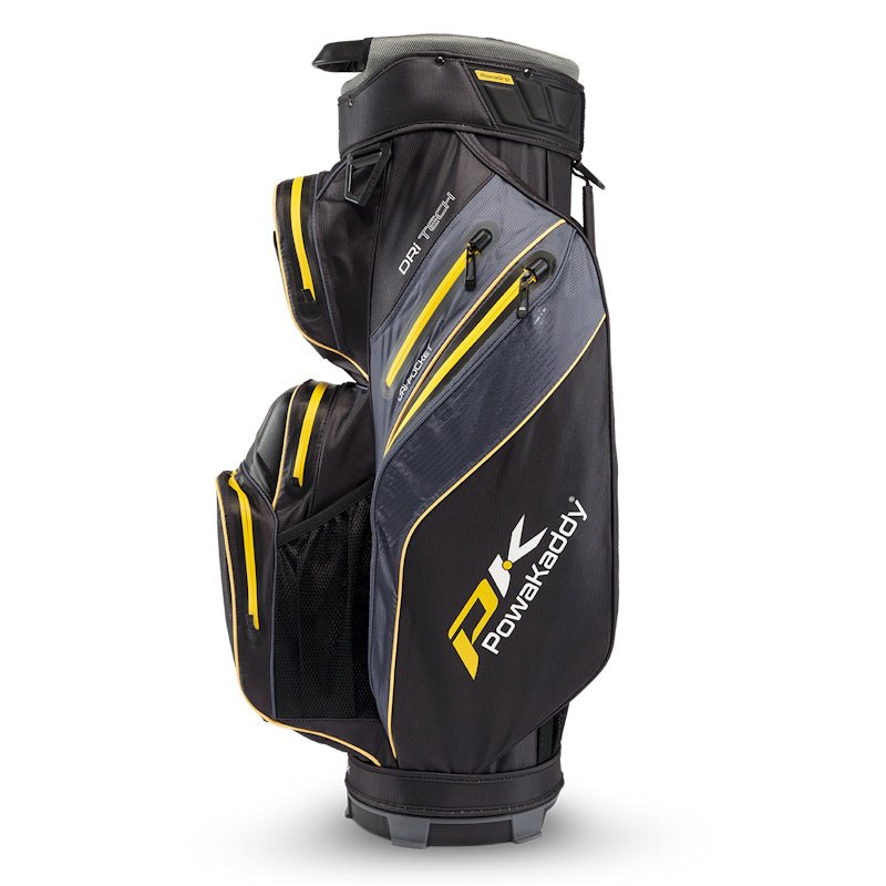 Powakaddy Dri Tech Golf Cart Bag Mag - Lok - Grey/Yellow - Tony Valentine - Cart Bags