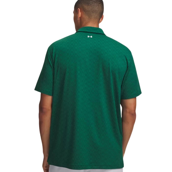 Under Armour Mens Tee To Green Printed Polo Campus Ivy/White