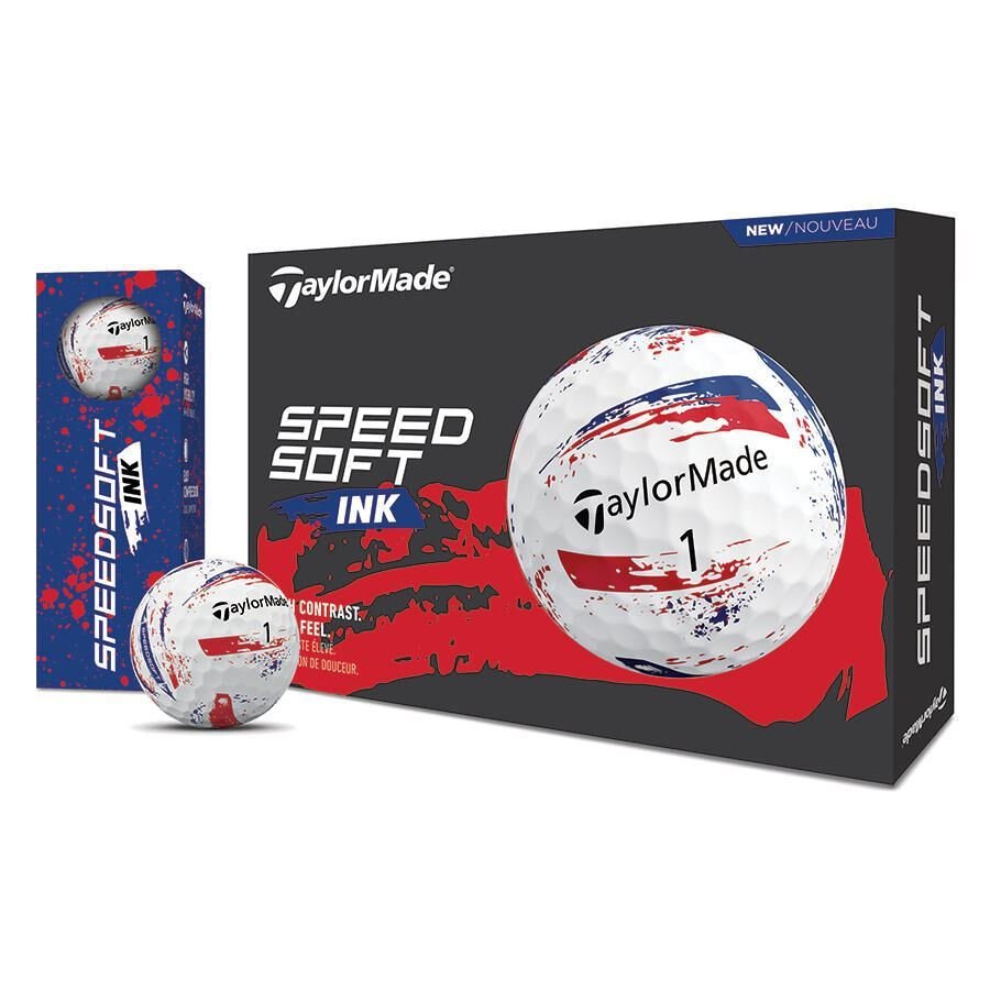 TaylorMade SpeedSoft Ink Golf Balls - Red/Blue 2026 - Tony Valentine - Golf Balls